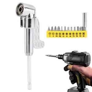 lot 344 image: 105 Degree Right Angle Drill Adapter, Right Angle Drill Attachment With 12 Screwdriver Bit, Right Angle Head Drill Driver Extension Bit Power Screwdriver Socket Adapter(Long) - Retail $4