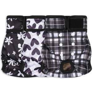 lot 354 image: ONLY TWO Female Dog Diapers - Premium Reusable Diapers for Doggie in Heat - Highly Absorbent for Pet Incontinence with Adjustable Snaps Black, M - Retail $15