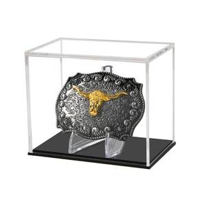 lot 364 image: Belt Buckle Display Case Stand Holder Clear Acrylic Box Protected Cabinet Shelf Rack Protection Storage Cover Collections - Retail $15