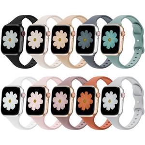 lot 365 image: 10 Pack Slim Bands Compatible with Apple Watch Bands 38mm 40mm 41mm 42mm 44mm 45mm 46mm 49mm, Soft Thin Silicone Sport Narrow Strap for iWatch Series 111098SE7654321Ultra Women Men - Retail $10