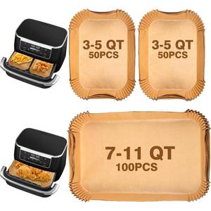 lot 370 image: Air Fryer Liners Disposable Compatible with Ninja DZ071 Foodi 7-QTInstant 9 QT DualZone FlexBasket Air Fryer, 150 Pcs Unbleached Parchment Paper, Accessories for Ninja Foodi Air Fryer - Retail $20