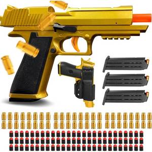 lot 374 image: Soft Bullet Toy Gun with Ejecting Shells �� Safe EVA Foam Bullets Toy Pistol, Educational Toy Gun for Kids, Boys, Gifts, Outdoor Play, Role Play, Easy to Use and Fun Shooting Experience-Gold - Retail $18