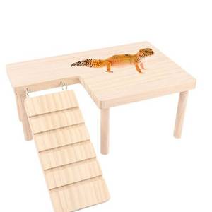 lot 384 image: Reptiles Hideout Wooden with Climbing Ramp Bearded Dragon Hide Cave Wood Aquariums & Terrariums Accessories for Bearded Dragons Leopard Geckos Lizards Turtles Hamsters(Large) - Retail $17
