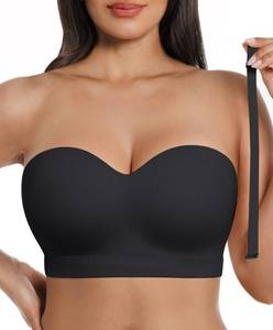 lot 400 image: SHAPELLX Bandeau Bra for Women Strapless Push Up Bras Black Wireless Tube Tops Seamless Invisible Bralette Non Slip Bras - Retail $36