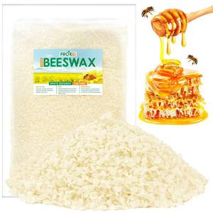 lot 416 image: FROKO White Natural Beeswax Pellets 1LB, Organic Beeswax, Beeswax for Candle Making, Body, Skin Care DIY, Lip Balm, Soap and Lotion Making Supplies - Retail $8