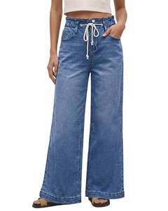 lot 417 image: GRAPENT Womens High Waisted Baggy Jeans for Women 90S Womens Wide Leg Denim Jean Pants High Rise Wide Leg Jeans for Women Baggy Color Classic Blue Size 16 Size 18 X-Large - Retail $30