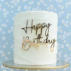 lot 425 image: 1PCS Happy Birthday Cake Topper,Gold Mirror Acrylic Boy or Girl Cake Sign Decorations,Birthday Cake Charm Supplies for Birthday Party Cake Dessert - Retail $6