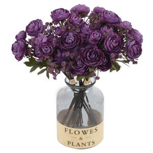 lot 429 image: Vase Not Included UUXX Purple Ranunculus Artificial Flowers 5 Bouquets Fake Silk Mini Ranunculus with Stem 15PCS Faux Peonies Spring Flower for DIY Wedding Bride Shower Centerpieces Home Vase Filler Decoration (Purple)