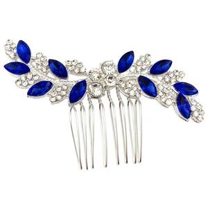 lot 430 image: PRETTYLIFE Bridal Crystal Hair Comb Small Wedding Alloy Rhinestone Party Prom Hair Piece Accessories Elegant for Women Girls (Royal Blue  Silver) - Retail $10