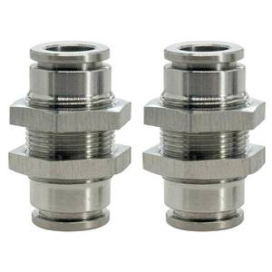 lot 432 image: Jienk 2Pcs 304 Stainless Steel Bulkhead Union 38 x 38 Tube OD Push to Connect Tube Fitting, PMM-38 Pneumatic Quick Connect Air Fitting - Retail $16