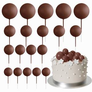 lot 439 image: ASTARON 20 Pcs Ball Cake Topper Decorations Mini Balloons Cake Topper Sticks Brown Balls Cake Picks Cake Topper Balls Cake Decorations for Wedding Birthday Cake Decorations - Retail $7
