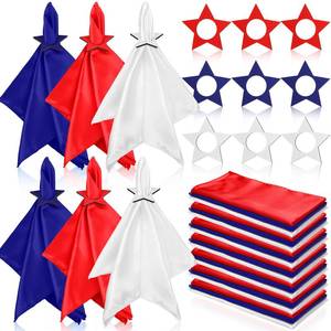 lot 453 image: Gandeer 12 Sets Patriotic Cloth Napkin with Wooden Star Napkin Rings Red White Blue 4th of July Independence Day Reusable Cocktail Napkins Ring Holder for 250th Anniversary Party Dinner Table Decor - Retail $23