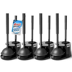 lot 460 image: FORASTO 4Pack 2 in 1 Toilet Brush and Plunger Set, Extended Handle Plunger,Toilet Bowl Brush Plunger Set,Bathroom Cleaning Tools,Toilet Brush Plunger Combo,Cleaning Supplies, Cleaning Brush - Retail $40