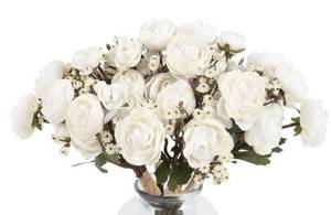 lot 471 image: UUXX White Ranunculus Artificial Flowers 5 Bouquets Fake Silk Mini Ranunculus with Stem 15PCS Faux Peonies Spring Flowers for DIY Wedding Bride Shower Centerpieces Home Vase Filler Decorations (White) - Retail $20