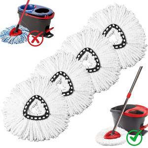 lot 482 image: Jikefa 4 Pack Mop Heads Replacements, Compatible with O Cedar Easywring 1-Tank System Easy Wrin Spin Mops, Triangle Swivel Microfiber Mops, Washable & Easy to Replace - Retail $10