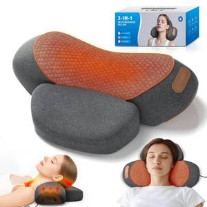 lot 485 image: HuixinLine Neck Massager Pillow with Heat, 3-in-1 Shiatsu & Cervical Traction for Pain Relief, Ergonomic Shoulder Massager and Posture Corrector for Men & Women, Corded Electric��Dark Gray�� - Retail $110