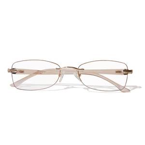 lot 488 image: ZESAKER Rimless Reading Glasses for Women, Rectangle Blue Light Blocking Readers With Tinted Edge (Light Brown, 1.75) - Retail $13