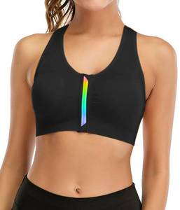 lot 494 image: Zip Front Sports Bra for Women - Medium Support Wireless Post-Surgery Bra Active Yoga Workout Bra with Removable Pads M - Retail $14