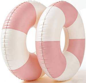 lot 499 image: 2PCS 37 Inflatable Pool Floats for Adult Striped Swim Ring Pool Floaties Inflatable Swimming Pool Raft Party Water Summer Beach Lounger Float Party Supplies (3Q-Pink) - Retail $17