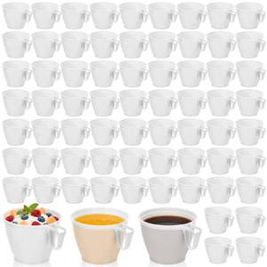 lot 504 image: Acellegic 160 Pieces 5.7 oz Hard Plastic Coffee Cup Bulk Tea Mug with Handle Disposable Mugs Plastic Coffee Mugs for Wedding Party, Graduation, Birthday, Cafe, Restaurant - Retail $32