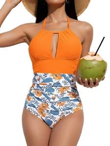 lot 509 image: B2prity Womens One Piece Swimsuit Tummy Control Halter Bathing Suit Slimming Supportive Long Torso Friendly Swimwear L - Retail $37