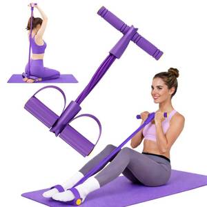 lot 517 image: Resistance Bands with Handles, 6-Tube Foot Pedal, Natural Rubber Ankle Puller for Sit-ups & Full Body, Portable Home Gym Strength for Legs, Arms & Core �� Fitness Bands for Women, Stretching & Toning - Retail $696