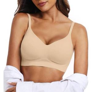 lot 521 image: OEAK Womens Wireless Jelly Bras Comfortable Push Up Bra No Underwire Gel Bra Full Support Lift Everyday Seamless Tshirt Bras Semolina L - Retail $20