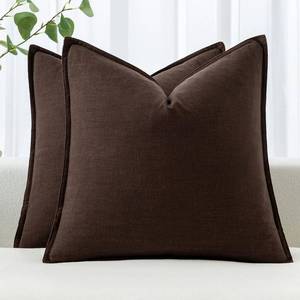 lot 523 image: MIULEE Decorative Linen Pillow Covers 20x20 Inch Dark Brown Boho Farmhouse Neutral Winter Couch Throw Pillows for Bed Pack of 2 Accent Modern Pillowcase Sofa Livingroom Home Decor - Retail $20
