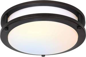 lot 525 image: hykolity 10 inch Flush Mount LED Ceiling Light Fixture, 17W 1100lm, 2700K3000K3500K4000K5000K Adjustable Ceiling Lights, Oil Rubbed Bronze Saturn Dimmable Lighting for Hallway Bathroom or Kitchen - Retail $25