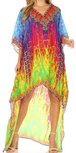 lot 532 image: Sakkas P7 - HiLowKaftan Laisson Hi Low Caftan Dress Top CoverUp Fit with Printed Pattern - JFM91-Multi - OS - Retail $55