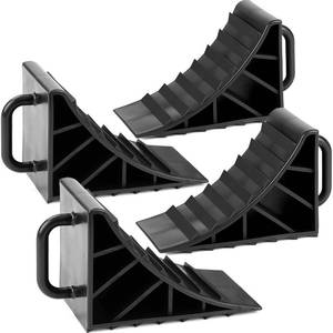 lot 538 image: OULEME Wheel Chocks, Tire Chocks for RV Travel TrailerBoat TrailerCamper, Wheel Block Stopper with Handles, 4 Pack - Retail $25