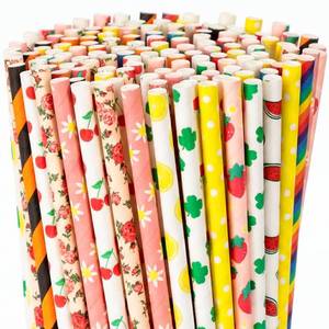 lot 541 image: HAKACC Paper Straws for Drinking, 200PCS Party Straws for Birthday Wedding and Holiday DIY Decorations, 10 Styles - Retail $9