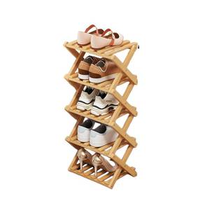 lot 550 image: Shoe Rack - Foldable Vertical Shoe Rack for Entryway,Durable and Easy to Assemble,Applicable to Home Entrance, Closet and Bedroom (Nature-5 Layers) - Retail $29