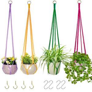 lot 551 image: HOWMAX Hanging Planters for Plants with 8 Hooks, Handmade Colorful Cotton Rope Hanging Plant Holder Indoor & Outdoor Boho Room Decor Hanging Ceiling Decor��4 Pack. (4 Color) - Retail $16