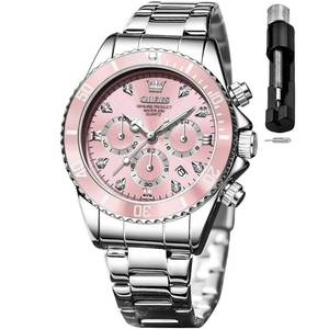 lot 555 image: OLEVS Womens Watch Chronograph Analog Diamond Watches Quartz Waterproof Luminous Calendar Ladies Watch Pink relojes de Mujer - Retail $46