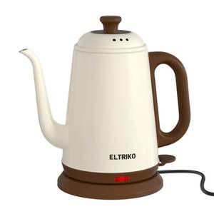 lot 556 image: ELTRIKO Gooseneck Electric Kettle, 1L Water Boiler, Pour Over Coffee & Tea, 1000W Fast Heating, Stainless Steel, Auto Shut-Off & Boil-Dry Protection, BPA-Free (White) - Retail $42