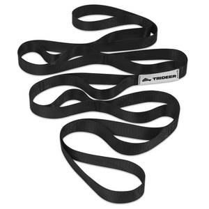 lot 561 image: Trideer Stretching Strap Yoga Strap Physical Therapy for Home Workout, Exercise, Pilates and Gymnastics, 10 Loops Non-Elastic Stretch Bands with Aesthetic Packaging for Women & Men (Black) - Retail $6