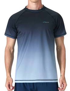 lot 563 image: Mens Swim Shirts UPF 50 Sun Protection Quick Dry SPF Rash Guard Outdoor Beach Fishing T Shirts(Short Sleeve GradientBlack,XL) - Retail $15