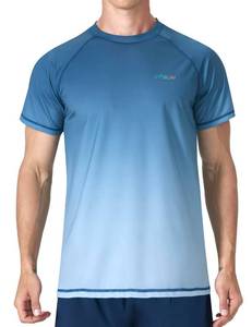 lot 579 image: Mens Swim Shirts UPF 50 Sun Protection Quick Dry SPF Rash Guard Outdoor Beach Fishing T Shirts(Short Sleeve GradientNavy,L) - Retail $18