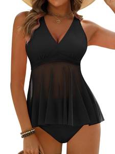 lot 582 image: Dridreo 2 Piece Bathing Suit for Women Tummy Control Tankini Swimsuits 2026 Black XL - Retail $35