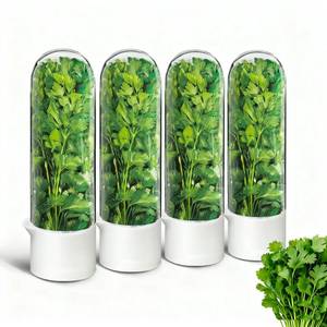 lot 583 image: UEOZ Herb Keeper for Refrigerator, Herb Saver for Refrigerator, Vegetable Preservation Bottle for Cilantro, Mint, Parsley, Asparagus, Keeps Greens Fresh for 2-3 Weeks (4PCS) - Retail $26