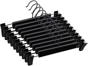 lot 584 image: Lamitocs Pants Hangers with Clips, Skirt Hangers, 10 Pack, Black - Retail $9
