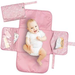 lot 620 image: Tiny Twinkle Portable Diaper Changing Pad  Waterproof, Wipeable & Compact Baby Changing Pad for Travel  Smart Wipes Pocket & Organized Storage Newborn Shower Gift (Toile) - Retail $24