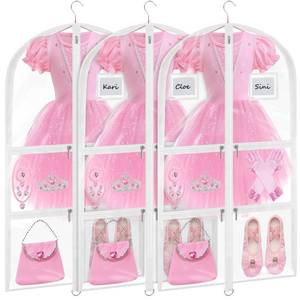 lot 623 image: Wsaeig Garment Bags for Dance Costumes - 40 Inch Clear PVC with 5 Zipper Pockets (3 Pack, White) - Kids Dance Garment Bag for Dancers, Hanging Clothes Storage, Competitions & Travel (��Clear White) - Retail $19