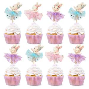lot 624 image: 30 PCS Easter Cupcake topper Bunny Cupcake Toppers Easter Egg Cupcake Topper Rabbit Party Cake Topper Decorations (Brown) (Style 4) - Retail $10