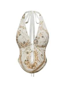 lot 639 image: Verdusa Womens Cheetah Print Sequin Top Y2K Tie Back Corset Halter Going Out Crop Tops Gold Small - Retail $33
