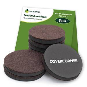 lot 642 image: COVERCORNER Furniture Sliders for Hardwood Floors 8 PCS - 4 34 inch Sliders for Moving Furniture �� Felt Furniture Pads for Hardwood Floors Brown - Retail $11