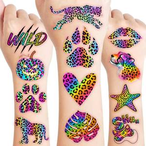 lot 645 image: Cheetah Print Temporary Tattoos for Kids - 50 PCS Cute Cheetah Temporary Tattoo Stickers for Girls, Leopard Animal Jungle Safari Birthday Party Decorations Favors Supplies Goodie Bag Fillers Gifts - Retail $8