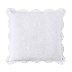 lot 652 image: Historic Charleston Charleston Estate Modern Farmhouse Floral Matelasse Decorative Pillowcase with Scalloped Edges, 100% Cotton Breathable Bedding, Euro Sham (26 x 26), White Floral - Retail $22