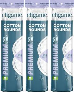 lot 654 image: Cliganic Premium Cotton Rounds for Face (300 Count) - Makeup Remover Pads, Hypoallergenic, Lint-Free  100% Pure Cotton - Retail $9